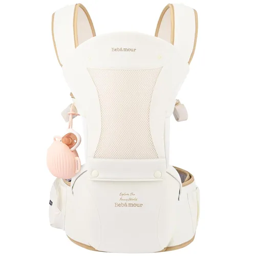 Vista 10 de Portabebés Bebamour con asiento de cadera, malla transpirable para todas las posiciones en el asiento de cadera y portabebés de 0 a 36 meses