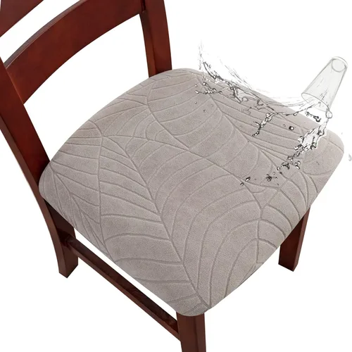 Vista 22 de Genina Fundas de asiento impermeables para sillas de comedor, fundas elásticas extraíbles y lavables, fundas de cojín para sillas de comedor