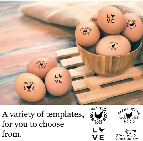Vista 3 de Sellos personalizados de huevo de pato para huevos frescos con tinta de secado rápido, sellos personalizados de cartón de huevos de 0.65/0.8/1