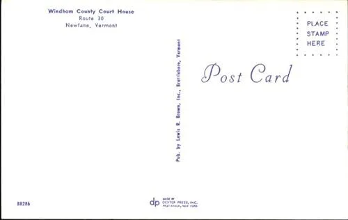 Vista 2 de Windham County Court House, Route 30 Newfane, Vermont VT Original Vintage Postcard