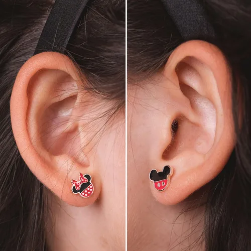 Vista 3 de Disney Mismatched Stud Earrings Mickey and Minnie Mouse Silver Plated Officially Licensed
