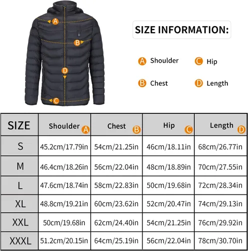 Vista 6 de SKYSPER Chaqueta térmica con guantes, abrigo térmico, abrigo de plumón, chaqueta de invierno para hombres y mujeres (pilas no incluidas)