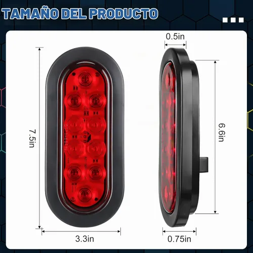 Vista 2 de Yexiya Paquete de 12 luces LED ovaladas para remolque, rojo