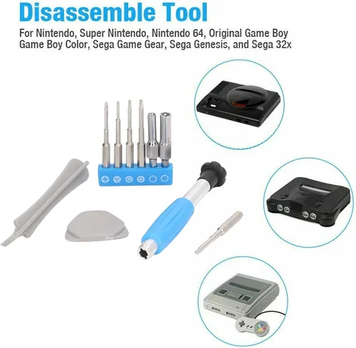 Vista 8 de Kit de herramientas de reparación de destornilladores para interruptor SNES n64 NES Wii triwing