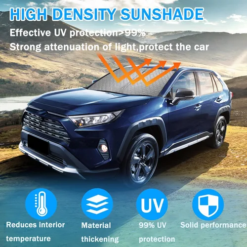 Vista 5 de Parasol para parabrisas para RAV4 2019-2022 2023 2024 2025, accesorios mejorados, parasol plegable y grueso, ajuste personalizado, bloqueador