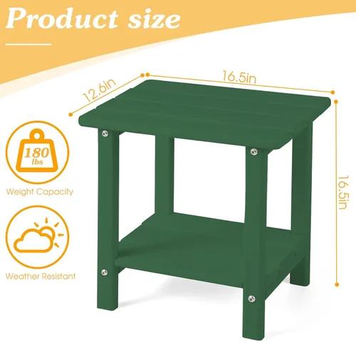 Vista 3 de Apolimi Adirondack - Mesa auxiliar para exteriores, mesa auxiliar de patio resistente de 2 niveles, resistente a la intemperie, mesa auxiliar sólida