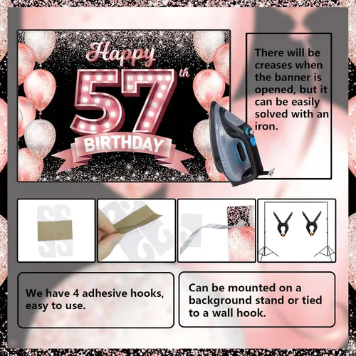 Vista 129 de Cartel de feliz cumpleaños décimo oro rosa, telón de fondo, saludos a 10 años, globos de confeti, decoración temática para niñas de 10 años