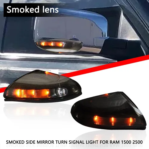 Vista 6 de Conjunto de Lámpara LED de Señal de Giro para Espejo Lateral Intermitente Ahumada Lámpara de Charco Compatible con Dodge Ram 1500 2500 2010-2018