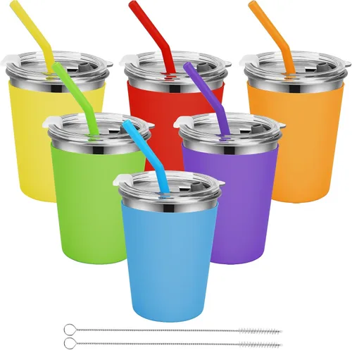 Vista 9 de Yummy Sam Vasos de acero inoxidable de 12 onzas para niños, vasos para bebidas frías y calientes, vasos irrompibles para niños y adultos, escuela