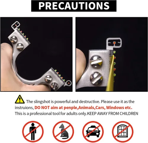 Vista 7 de Resortera, Resortera Profesional de Metal para Caza con Bandas de Lanzamiento Resistente, Catapulta de Alta Velocidad edición de lujo
