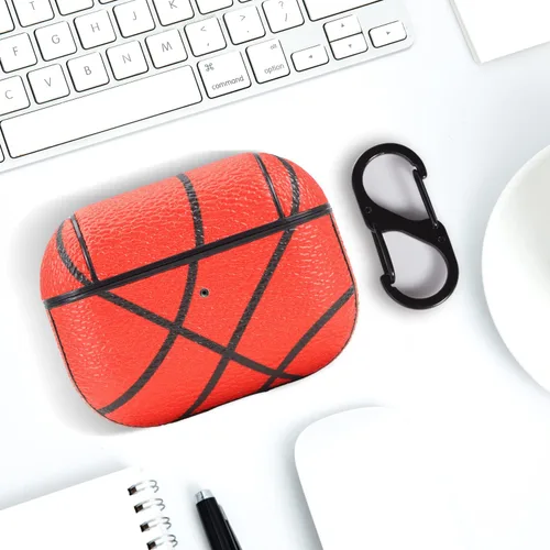 Vista 4 de Funda para Airpods Pro de 2ª generación, accesorios para la piel, funda de cuero con patrón deportivo para Airpods Pro 2022, baloncesto