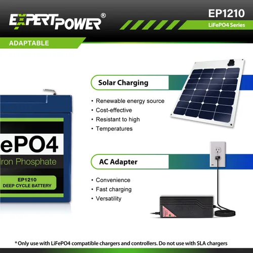 Vista 7 de ExpertPower - Baterías recargables de ciclo profundo LiFePO4 de litio de 12 V