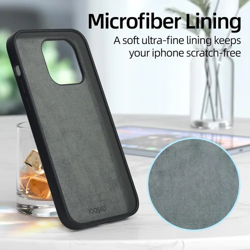 Vista 6 de Funda para iPhone 14 Pro Max, funda de silicona líquida, forro de microfibra suave antiarañazos, [protección de cuerpo completo de grado militar]