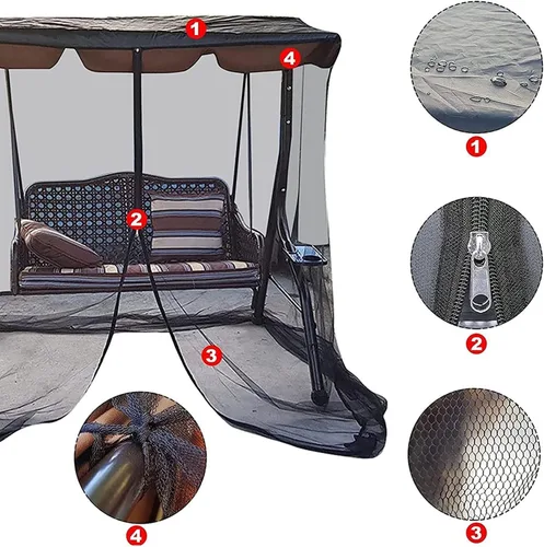 Vista 2 de Mosquitera para silla de columpio al aire libre, banco mecedora de jardín, cubierta de protección contra insectos, pantalla de malla con apertura