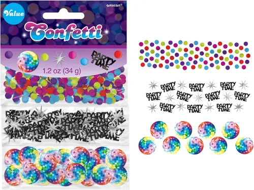 Vista 4 de amscan Funky 70's Value Pack - Decoración de confeti de papel de aluminio para fiestas, 1.2 onzas, multicolor