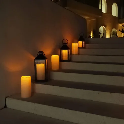 Vista 6 de 5plots Velas individuales sin llama para exteriores, impermeables, de 4 x 10 pulgadas, velas LED parpadeantes que funcionan con pilas con control