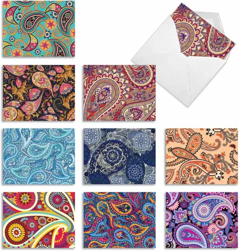 Vista 9 de The Best Card Company - 10 coloridas tarjetas de notas en blanco con sobres (4 x 5.12 pulgadas) - Juego surtido en caja - Señales árabes M6588OCB