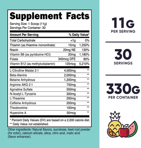 Vista 2 de Nutricost Polvo de preentrenamiento para mujeres, ponche de frutas, 30 porciones