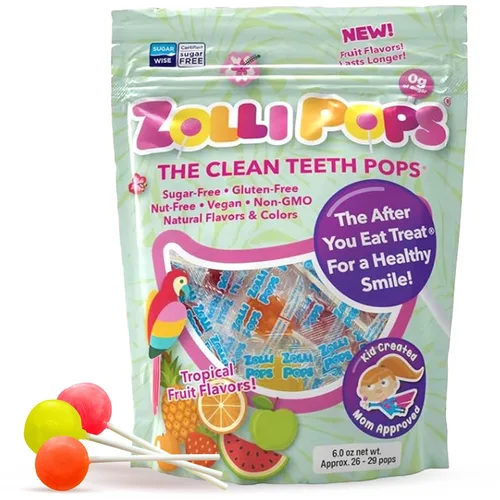 Vista 10 de Zollipops Clean Teeth Pops - Caramelos sin azúcar con xilitol, sin colorantes, caramelos libres de ceto y aptos para diabéticos, golosinas aprobadas