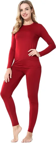 Vista 10 de ViCherub Ropa Interior Térmica para Mujeres con Forro Polar Long Johns Capa Base Térmica Conjunto de Parte Superior e Inferior Clima Frío Negro