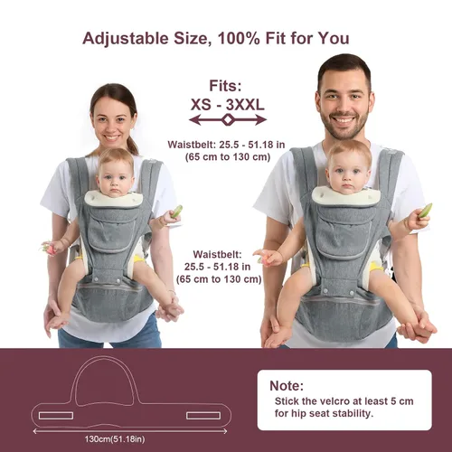 Vista 7 de Portabebés, 6 en 1 para recién nacidos a niños pequeños (7-50 libras), portabebés, delantero y trasero con asiento de cadera desmontable, suave