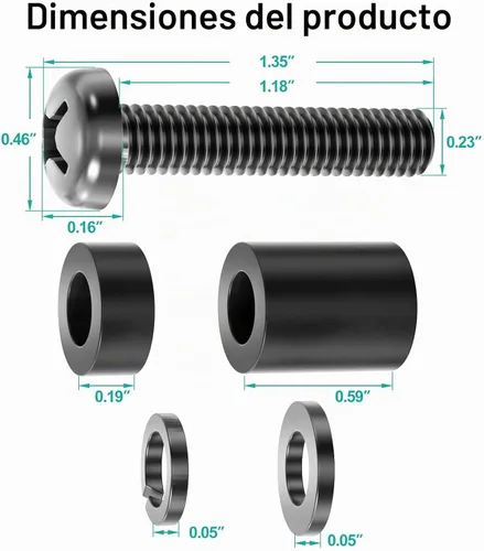 Vista 7 de WALI M6 x 1.181 in VESA Kit de tornillos para montaje de TV, 4