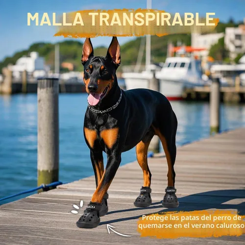 Vista 4 de JZXOIVA Zapatos para perros para pavimento caliente, botines de perro para perros pequeños, botas transpirables para perros y protectores de patas