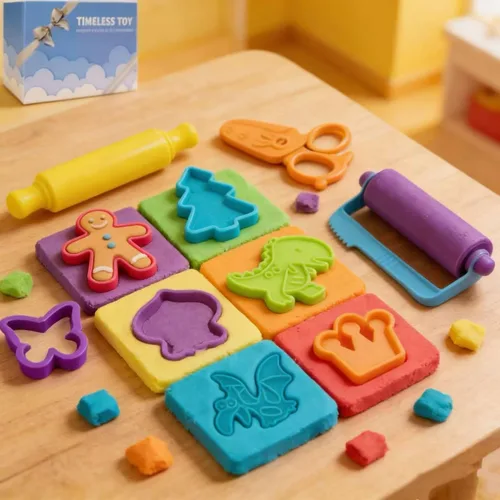 Vista 6 de Herramientas de masa para niños, accesorios de masa, moldes de dinosaurio, rodillos de frutas, tijeras y caja de almacenamiento, juego de recuerdos