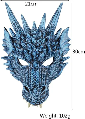 Vista 5 de Ochine Máscara facial de dragón 3D, disfraz de Halloween, máscara de media cara de animales aterradores, fiesta de cosplay para adultos, hombres