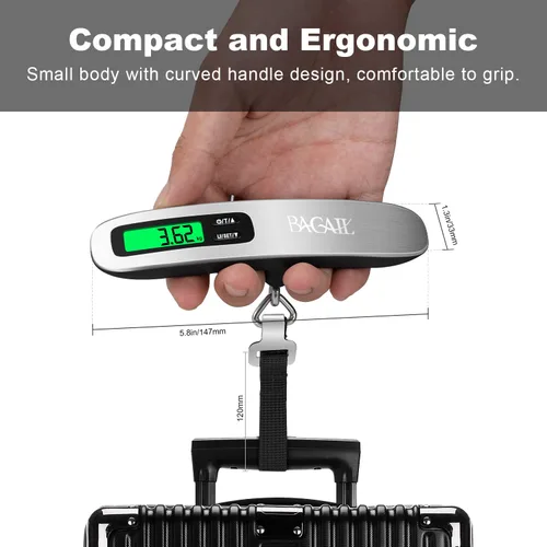 Vista 5 de BAGAIL Báscula digital de equipaje báscula de equipaje colgante con pantalla LCD retroiluminada báscula de peso de viaje báscula de peso portátil