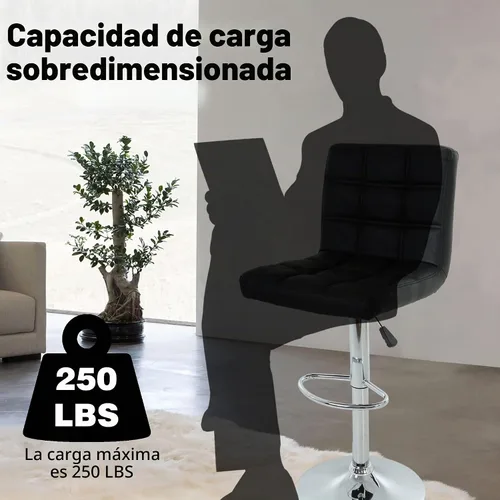 Vista 6 de BestOffice Taburete de bar moderno, juego de 2 taburetes de bar de altura ajustable de altura de mostrador, taburete giratorio de cuero PU, sillas