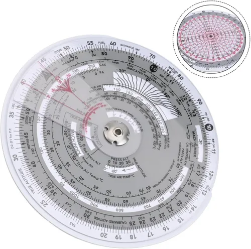 Vista 6 de E6B-R Aviation Flight Computer Slide Rule for Pilot Training, Plastic E6B-R2 Plotter for Navigation Calculations Wind Correction for Fuel Time 4