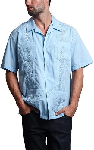 Vista 5 de G-style EE. UU. Remera playera mangas cortas de guayabera cubana para hombres