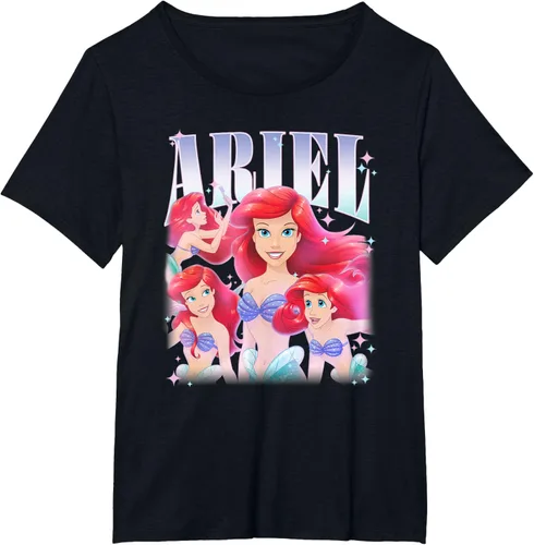 Vista 27 de Disney Camiseta de la princesa Ariel de la Sirenita Multi Pose, Negro