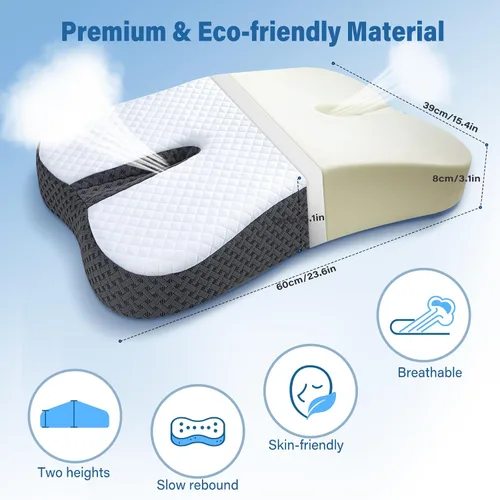 Vista 2 de Almohada antironquidos para dormir de lado, ayuda para evitar ronquidos con espuma viscoelástica, almohada ortopédica para dormir, solución