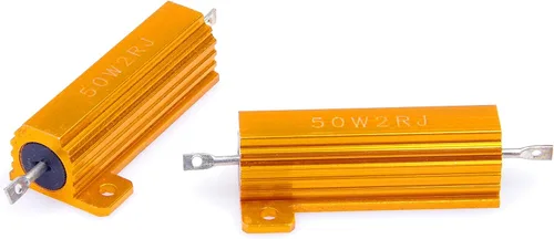Vista 5 de Resistor de carcasa de aluminio electrónico de 50 vatios, 2 ohmios, 5% bobinado de alambre, color dorado (paquete de 2)