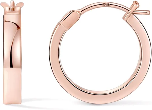 Vista 18 de Aretes de aro para mujer, aros planos chapados en oro de 14 quilates Dorado
