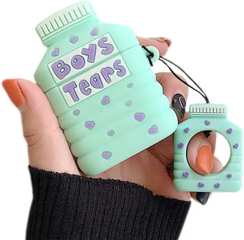 Vista 28 de Linda funda para Airpods, divertida y creativa 3D con forma de frutas y verduras con soporte de hebilla de anillo, funda de silicona suave a prueba