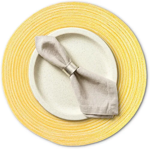 Vista 9 de AHHFSMEI Juego de 6 manteles individuales redondos trenzados para mesas de comedor, tejidos naturales, resistentes al calor, 15 pulgadas (beige)