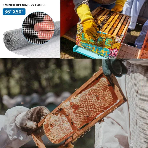 Vista 2 de AMAGABELI GARDEN & HOME Tela de hardware de 36 pulgadas x 50 pies, calibre 27, acero galvanizado, malla de alambre de pollo, malla para abejas