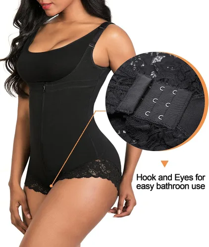 Vista 4 de SHAPERX Faja moldeadora colombiana de control del abdomen, modelador de figura con cremallera, body con torso abierto