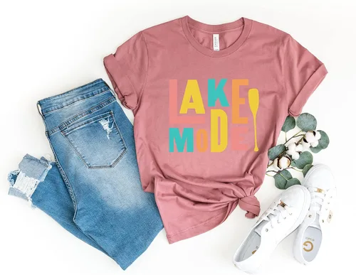Vista 2 de Lake Mode Shirt, Summer Shirt For Women,Lake Vibes Shirt,Lake Camping Group Shirts,Summer Gifts,Nature Lover,Lake Trip Shirt for Family