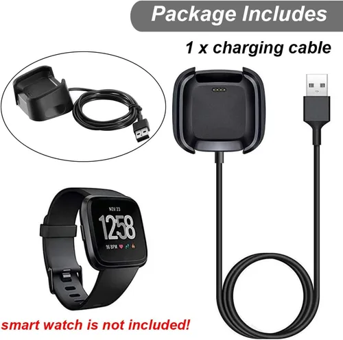 Vista 4 de Cargador para Fitbit Versa (no para Versa 2/3), cable de carga USB de repuesto para reloj inteligente Fitbit (3.3 pies/3.3 ft)