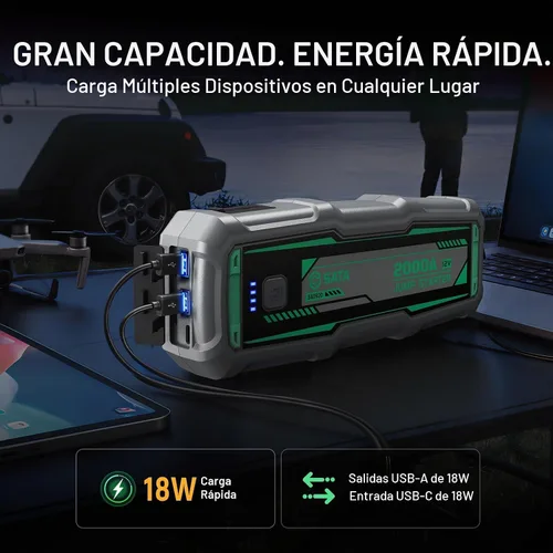 Vista 4 de SATA Arrancador de batería de coche de 2000 A, gas de 8.5 L y diésel de 6.5