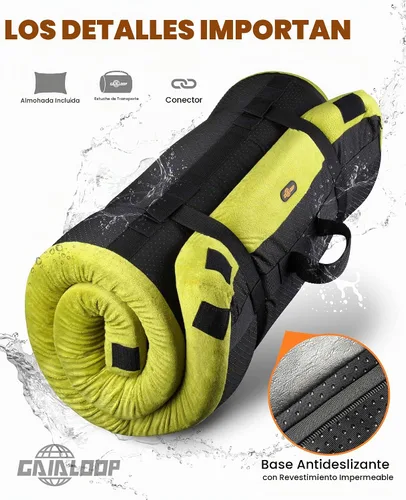 Vista 8 de GAIALOOP Colchón de Espuma Viscoelástica de 3 Pulgadas para Acampar, Almohadilla de Dormir de Doble Capa Gruesa para Coche, Tienda, Cama