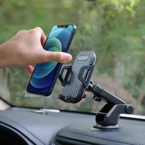 Vista 3 de LAX Gadgets Soporte de teléfono para automóvil, negro, compatible con iPhone 13, 12, 11, Samsung Galaxy S20, S10, Note10, dispositivos