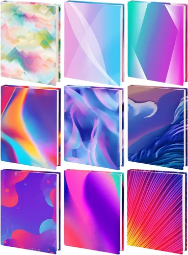 Vista 10 de Teling Paquete de 9 fundas elásticas para libros, fundas de tela jumbo para libros de texto de tapa dura, reutilizables, lavables, suministros