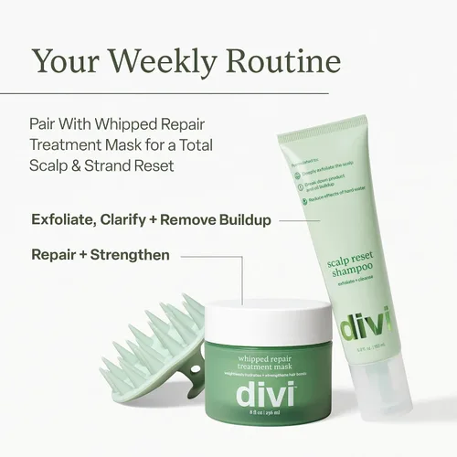 Vista 2 de Divi Clarifying Scalp Reset Shampoo and Whipped Repair Treatment Mask Set, limpieza profunda, control de aceite, reparación de bonos