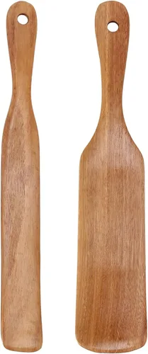 Vista 3 de Wooden Spurtles Set (5Pcs) - Teak Wood Kitchen Tools Set - Heat Non Stick Wood Cookware for Stirring & Mixing