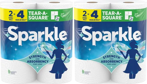 Vista 11 de Sparkle Tear-A-Square - Toallas de papel cuadradas, 2 rollos dobles (220 hojas en total), toallas fuertes de 2 capas para limpieza de cocina